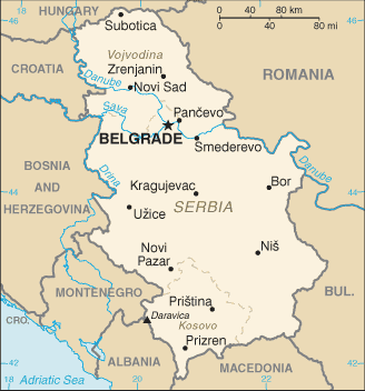 Karte Serbien Map Serbia