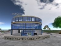 The center for U.S. Military Islands, called MiLands, on Coalition Island in Second Life